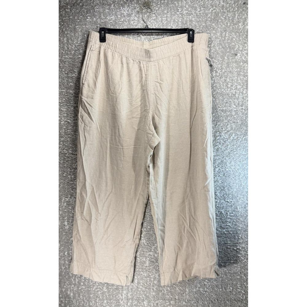 Old Navy Linen Blend Wide Leg High Rise Comfort Waistband XXL Brown Pants NWT